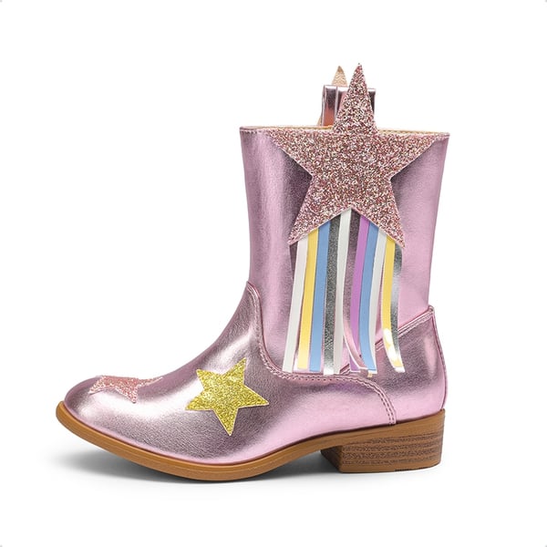 Kids Star Tassel Cowgirl Boots - PINK - 1